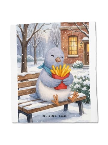 Mr. & Mrs. Panda Beutel Taube Winter Pommes Design ohne Spruch in Weiß