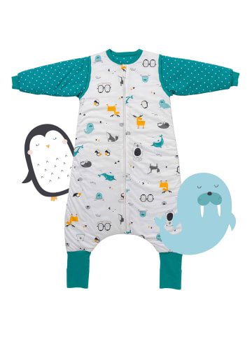 Schlummersack Bio Schlafsack mit Füßen und umklappbaren Bündchen 2.5 TOG in Türkis