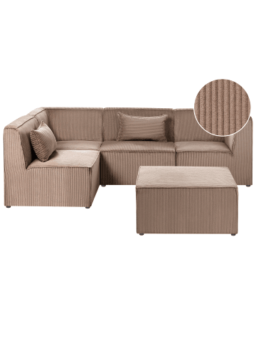 Beliani 5-tlg Modulsofa LEMVIG in Beige rechtsseitig
