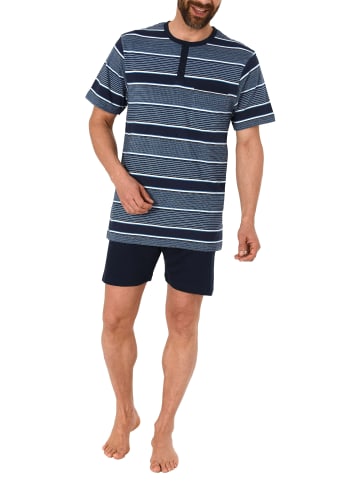 NORMANN Pyjama Shortie kurzarm Schlafanzug kurz Streifen - 46432 in marine