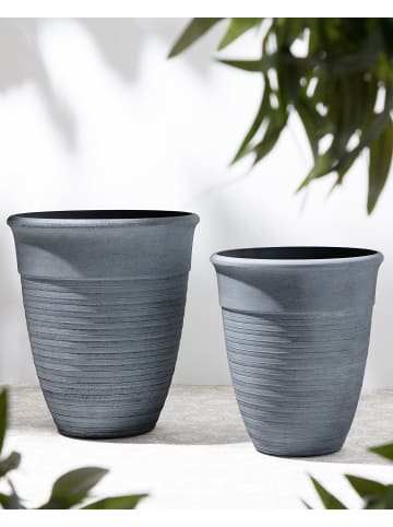 Beliani 2-tlg Outdoor Blumentopf KATALIMA in Grau