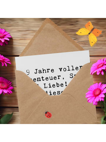 Mr. & Mrs. Panda Einladungskarte Spruch 9. Geburtstag Abenteuer ... in Weiß