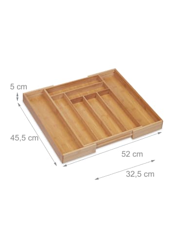 relaxdays Besteckkasten in Natur - (B)52 x (H)5 x (T)45,5 cm