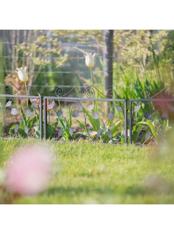 relaxdays 12 x Beetzaun "Blätter" in Schwarz