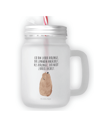 Mr. & Mrs. Panda Trinkglas Mason Jar Murmeltier mit Spruch in Transparent