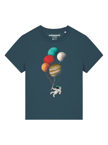 wat? Apparel T-Shirt Balloon Spaceman in Petrol