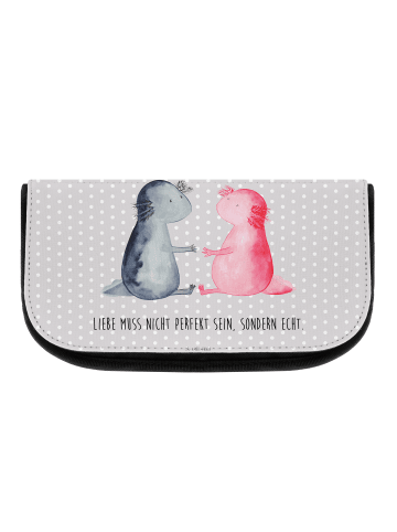 Mr. & Mrs. Panda Kosmetiktasche Axolotl Liebe mit Spruch in Grau Pastell