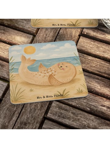 Mr. & Mrs. Panda Tischuntersetzer Robbe Liegen Design ohne Spruch in Weiß