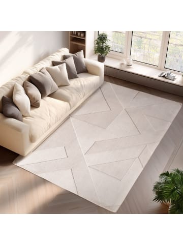 Kurzflor Teppich Pompei 1613 in Creme