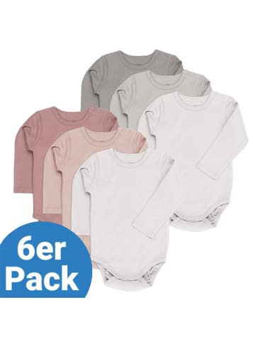 LaLoona Body Langarm 6er Pack - Beere Grau - in rosa,grau
