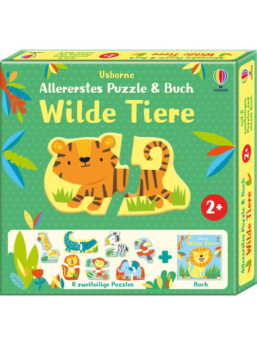 Usborne Publishing Ltd Allererstes Puzzle & Buch: Wilde Tiere | mit 8 zweiteiligen Puzzles und einem...
