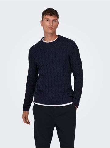 Only&Sons Strickpullover Rundhals Normal Fit langarm in Dunkelblau