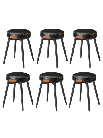 VASAGLE 6er-Set: Sitzhocker in tintenschwarz - (B)48 x (H)48.2 x (T)48 cm
