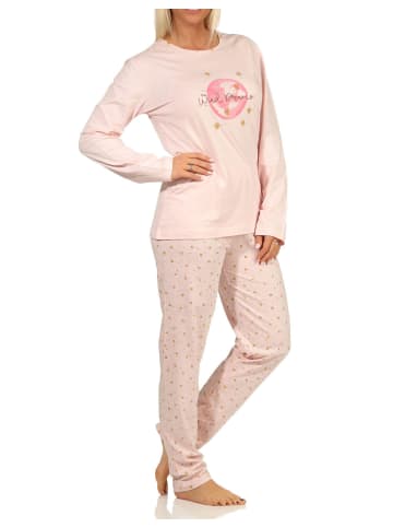 NORMANN langarm Pyjama Schlafanzug und allover Hose - 66936 in rosa