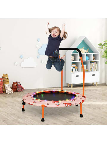 COSTWAY Trampolin mit Griff & LED 3-6 Jahre in Orange