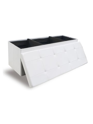 DuneDesign Faltbare Sitzbank Olvora mit 2 Trennwänden in Weiß