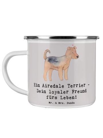 Mr. & Mrs. Panda Tasse Airedale Terrier mit Spruch in Grau Pastell