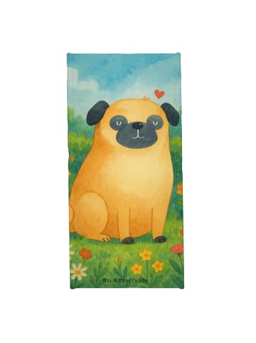 Mr. & Mrs. Panda Duschhandtuch Mops Design ohne Spruch in Grau Pastell