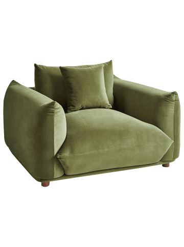 Beliani Sessel LUVOS in Grün/Braun - (W) 120 x (H) 74 x (L) 108 cm