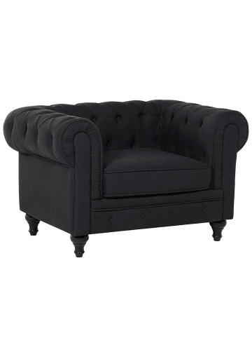 Beliani Sessel CHESTERFIELD in Grau/Braun - (W) 110 x (H) 70 x (L) 75 cm