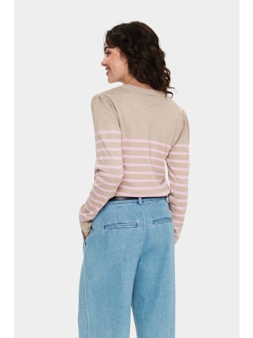 SAINT TROPEZ Strickpullover MilaSZ Gerade Passform in Plaza Taupe Pink Stripe