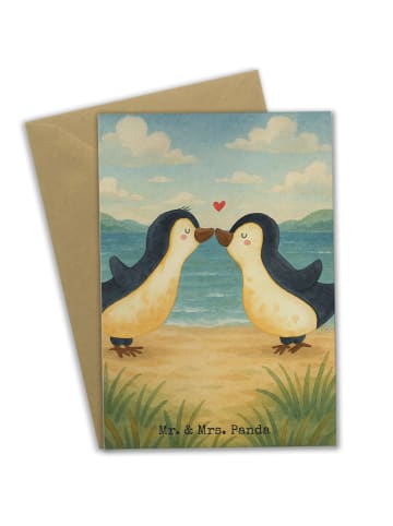 Mr. & Mrs. Panda neujahrskarte Pinguine Kuss Design ohne Spruch in Weiß