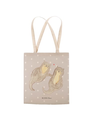 Mr. & Mrs. Panda Tasche Otter Hände halten ohne Spruch in Grau Pastell