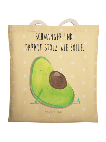 Mr. & Mrs. Panda Umhängetasche Avocado Schwangerschaft mit Spruch in Gelb Pastell