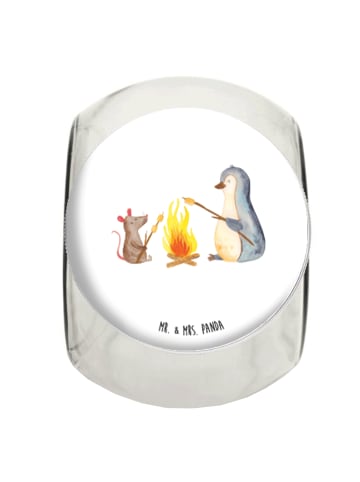Mr. & Mrs. Panda Bonbonglas Pinguin Lagerfeuer ohne Spruch in Weiß