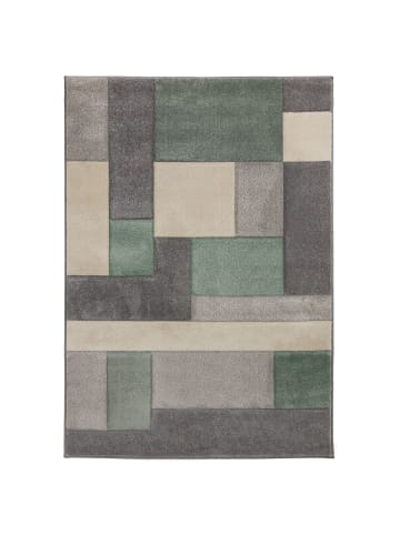 KADIMA DESIGN Geometrischer Teppich in aktuellen Trendfarben in Grün-Grau