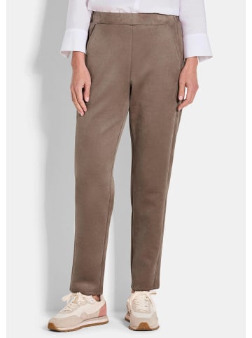GOLDNER Schlupfhose Knöchellange Velourslederhose LOUISA in taupe