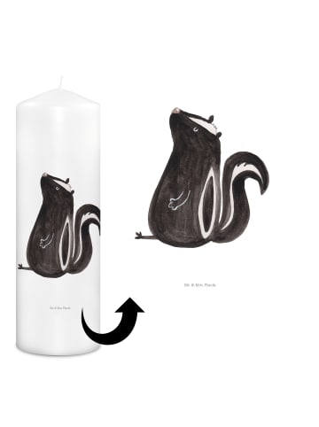 Mr. & Mrs. Panda Kerze Stinktier Sitzen ohne Spruch in Weiß