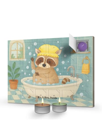 Mr. & Mrs. Panda Adventskalender Waschbär Design ohne Spruch in Weiß