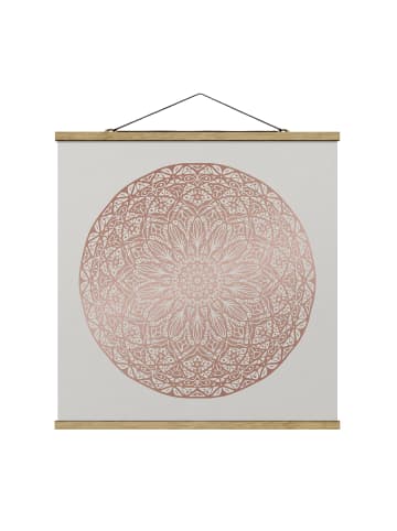 WALLART Stoffbild - Mandala Ornament in Kupfergold in Creme-Beige