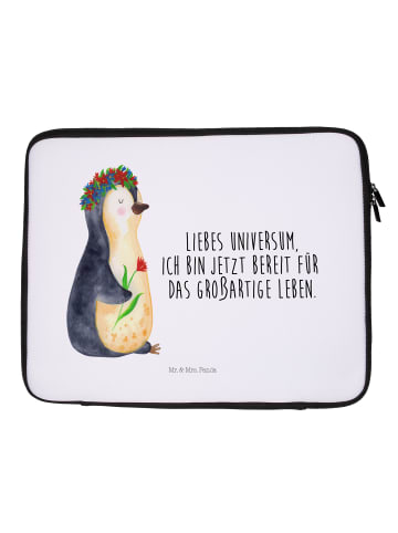 Mr. & Mrs. Panda Notebook Tasche Pinguin Blumen mit Spruch in Weiß