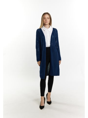 DreiMaster Damen Long Cardigan in Blau Grau