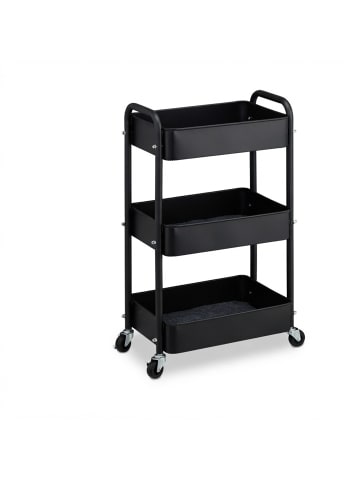 relaxdays Rollwagen in Schwarz - (B)43,5 x (H)71,5 x (T)29,5 cm