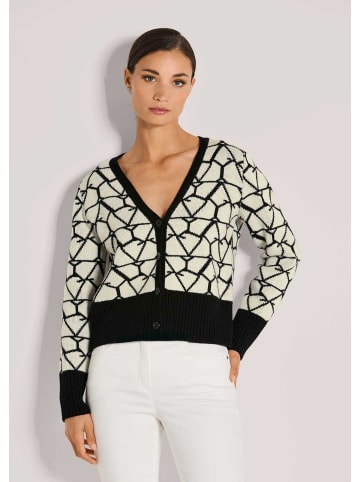 MADELEINE Langarm Jacquard-Cardigan mit Kaschmir in wollweiß / schwarz
