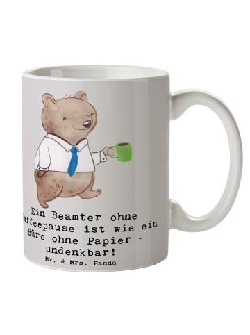 Mr. & Mrs. Panda Geschenktasse Beamter Kaffeepause mit Spruch in Grau Pastell