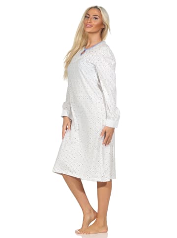 NORMANN Langarm Nachthemd klassische Design Knopfleiste am Hals - 87425 in blau