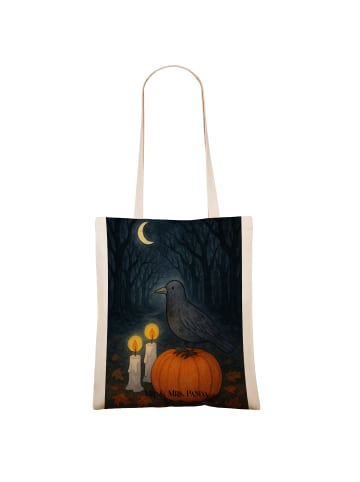 Mr. & Mrs. Panda Jutebeutel Krähe Halloween Design ohne Spruch in Weiß