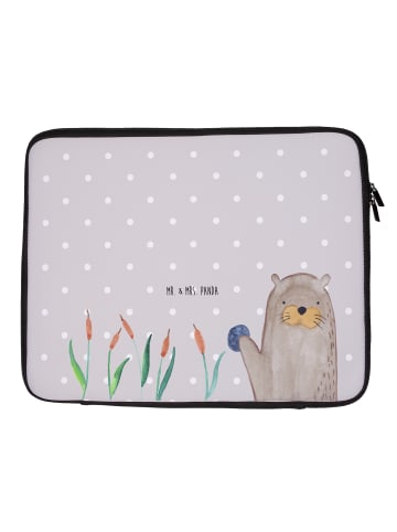 Mr. & Mrs. Panda Schutzhülle Laptop Otter Stein ohne Spruch in Grau Pastell