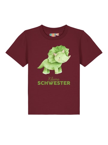 wat? Apparel T-Shirt Dinosaurier 01 Kleine Schwester in Weinrot