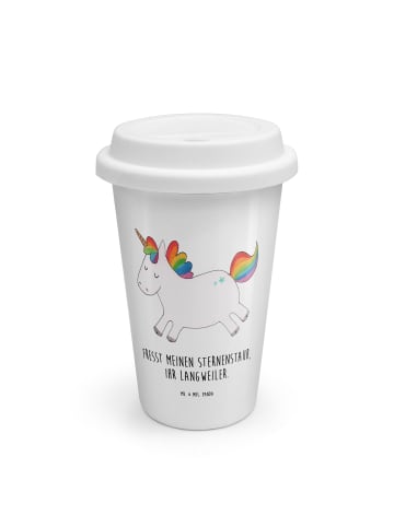 Mr. & Mrs. Panda Thermobecher Einhorn Happy mit Spruch in Weiß