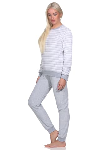 NORMANN Frottee Schlafanzug langarm Pyjama Bündchen - 82755 in rosa