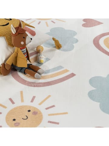 KADIMA DESIGN Kinderteppich waschmaschinenwaschbar Regenbogen Sonne Wolken in Mehrfarbig