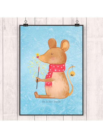 Mr. & Mrs. Panda Bild Maus Weihnachten ohne Spruch in Eisblau