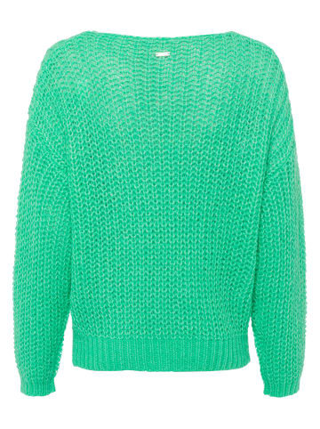 Zero  Grobstrickpullover mit U-Boot Ausschnitt in Bright Green Melange