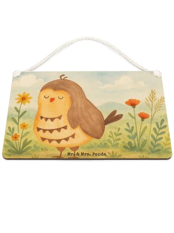 Mr. & Mrs. Panda Schild Eule Zufrieden Design ohne Spruch in Weiß