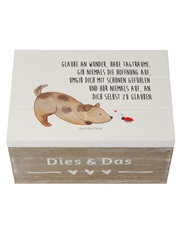 Mr. & Mrs. Panda holzkiste mit deckel Hund Marienkäfer mit Spruch in Weiß